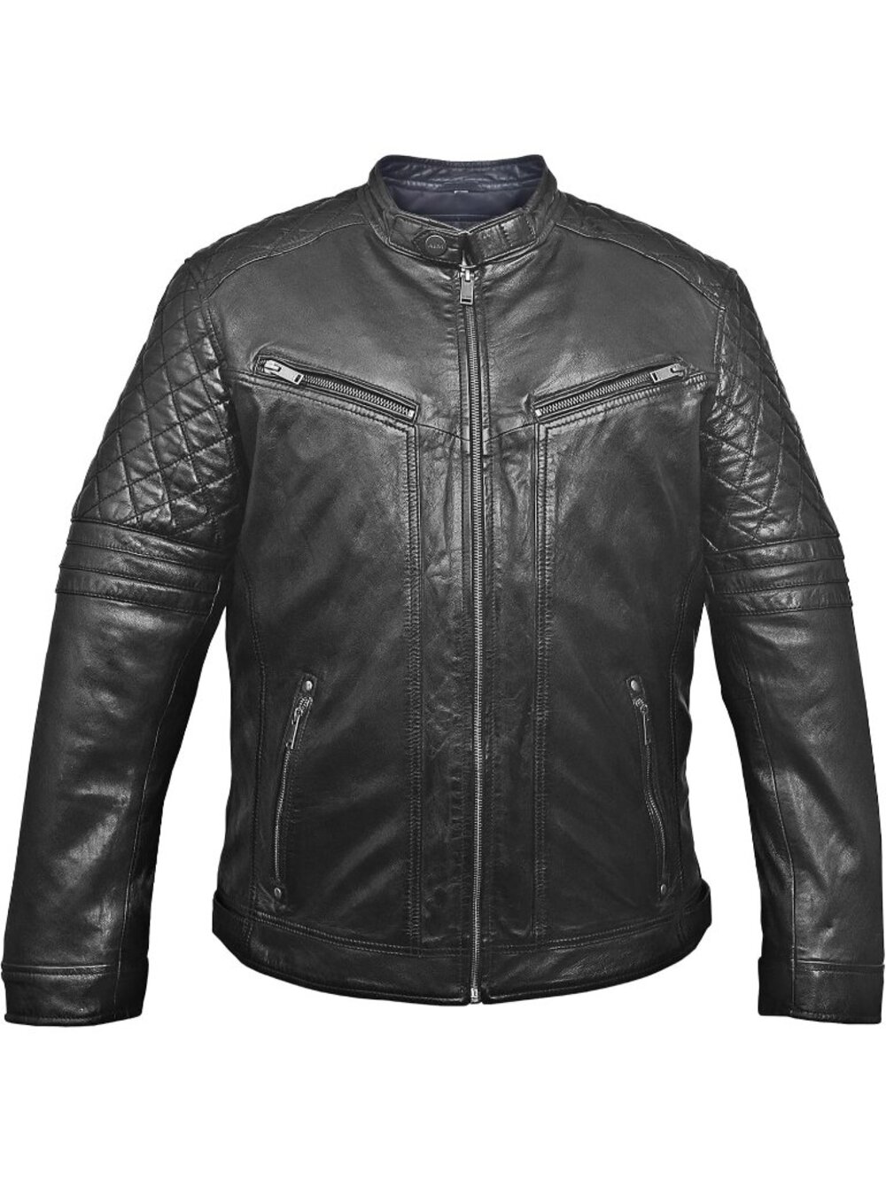 Men’s Olay Black Genuine Sheep Leather Biker Jacket